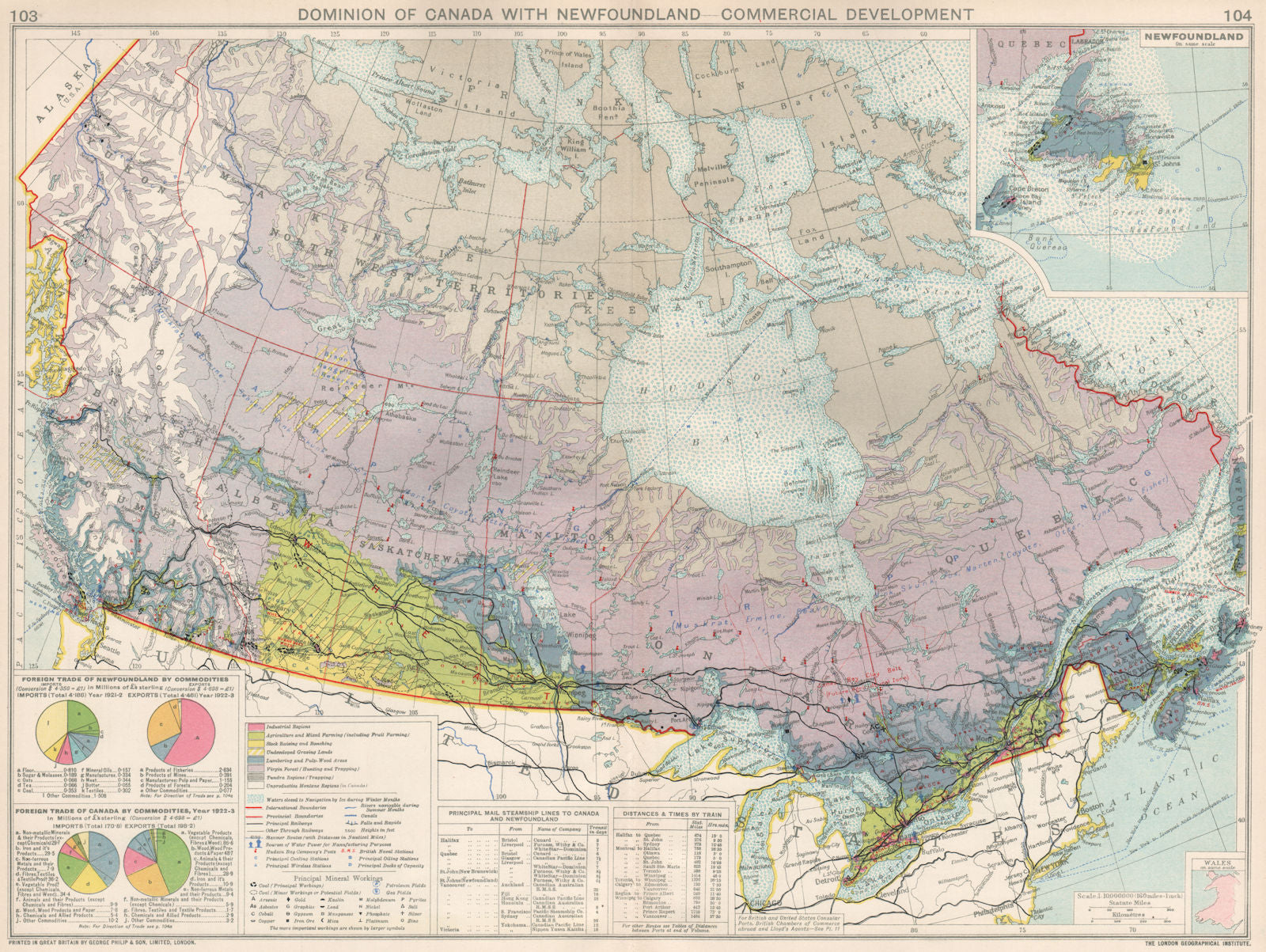 Canada. Commercial Development. Agricultural products farming mining 1925 map